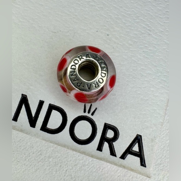 Authentic Pandora Retired Pink/Red Flowers For You Murano Glass Charm S925 Ale - Picture 10 of 14